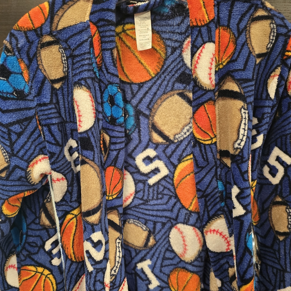 Joe Boxer Sports-Themed Blue Robe - Picture 4 of 6